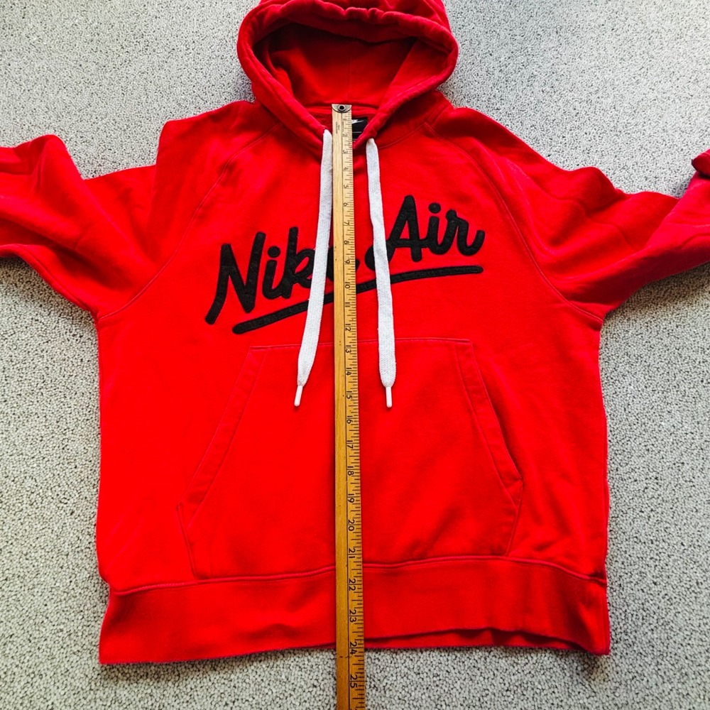 Nike Air Hoodie Mens Small Red Black Spell Out Pullover Sweatshirt Hooded - Picture 12 of 13